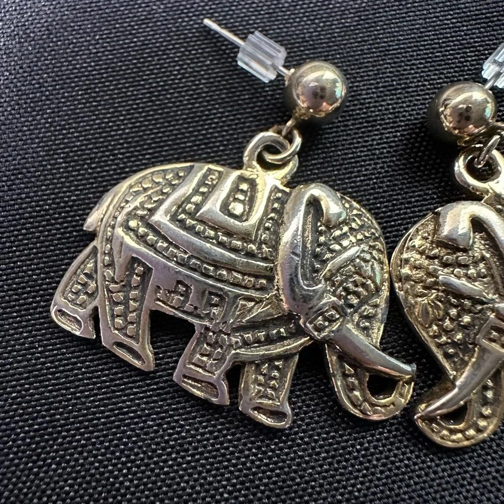 Vintage Gold Elephant Drop Earrings - Women Jewelry
